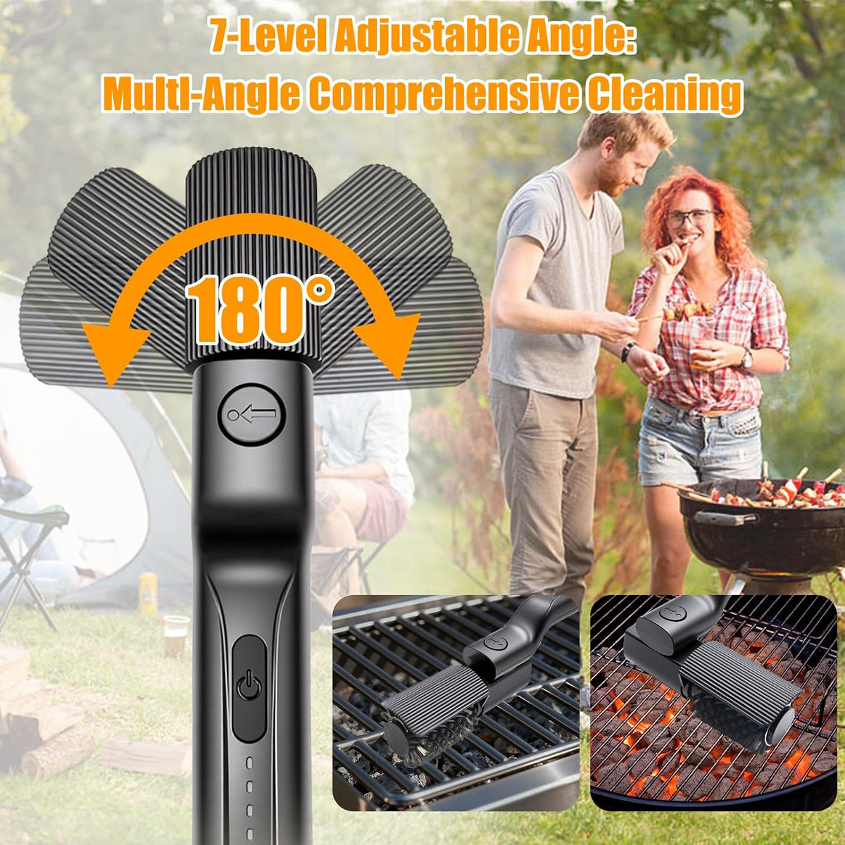 Electric Grill Brush, High Torque Rechargeable BBQ Grill Griddle Cleaner