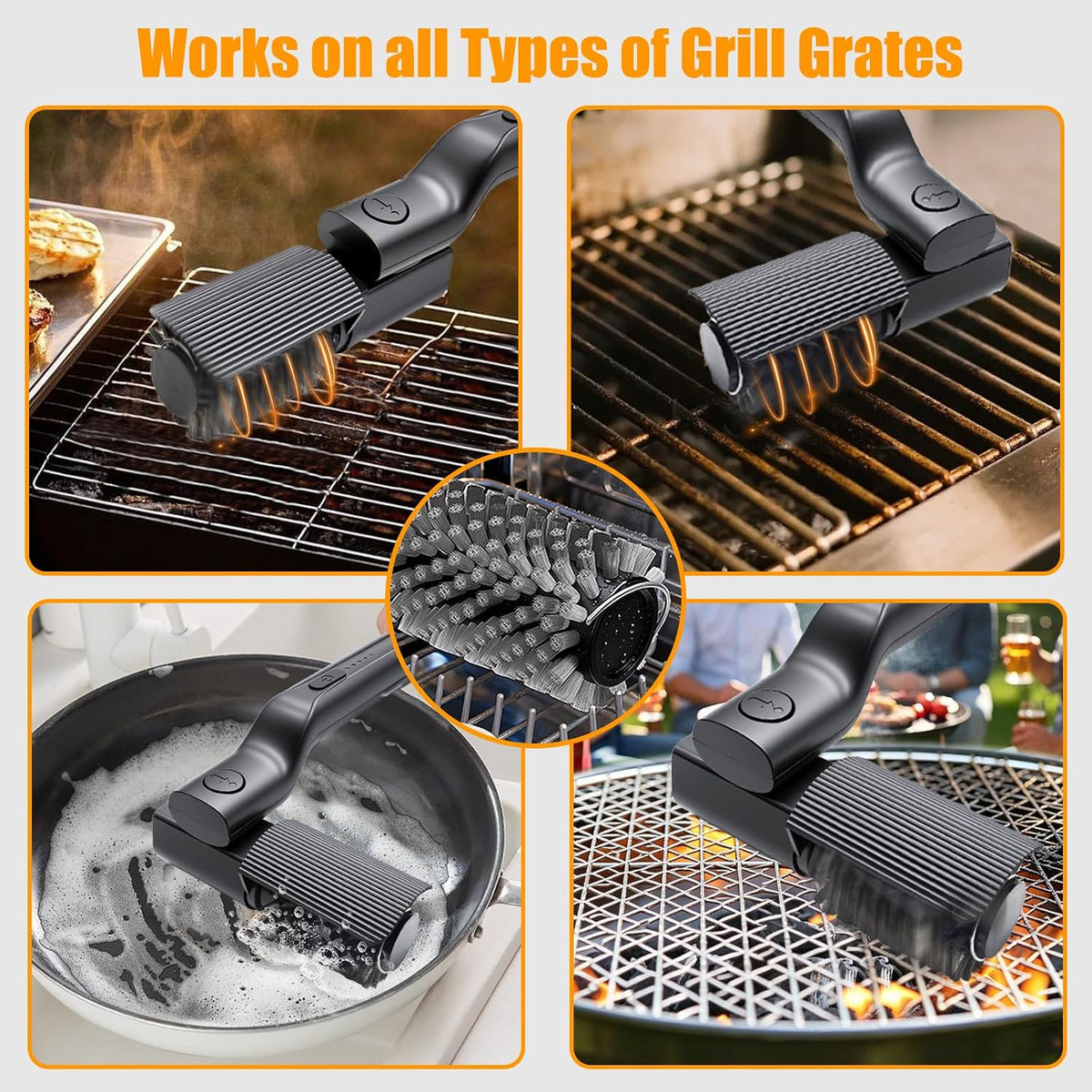 Electric Grill Brush, High Torque Rechargeable BBQ Grill Griddle Cleaner